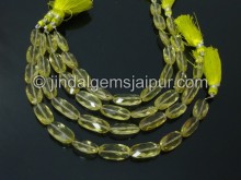 Lemon Quartz Faceted Long Oval Shape Beads